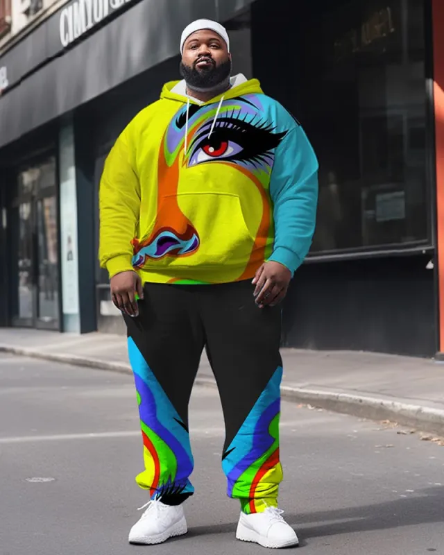 Men's Plus Size Eye Pop Style Street Long Sleeve Hoodie Set sold by Biggmans