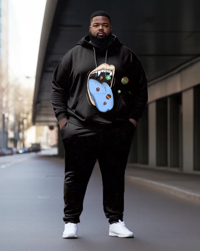 Men's Plus Size Black Tongue Print Hoodie (Pack of Two) sold by Biggmans