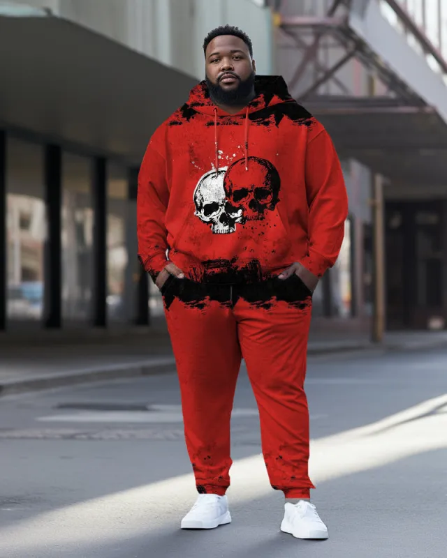 Men's Large Size Skull Smudged Hoodie Two-Piece Set sold by Biggmans