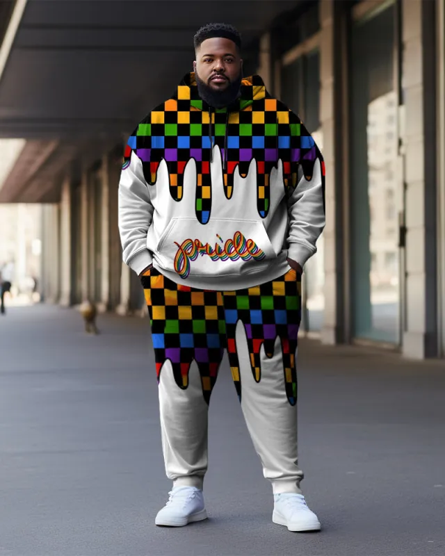 Men's Plus Size Checkerboard Rainbow Hoodie Set of Two sold by Biggmans