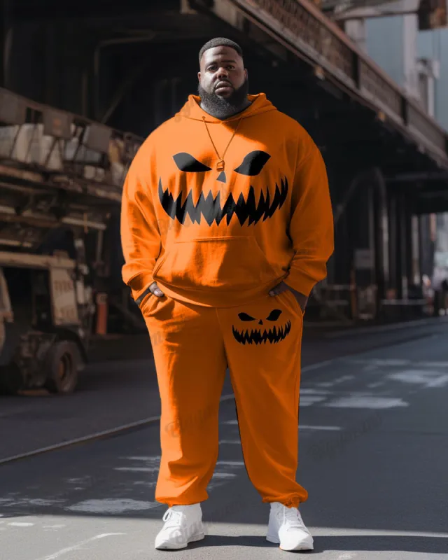 Men's Casual Fashion Halloween Devil Face Print Plus Size Hoodie Suit sold by Biggmans