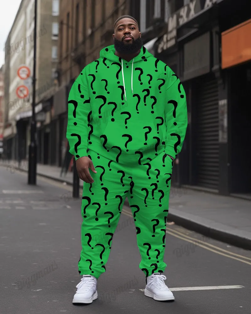 Men's Question Mark Print Plus Size Hoodie Suit sold by Biggmans