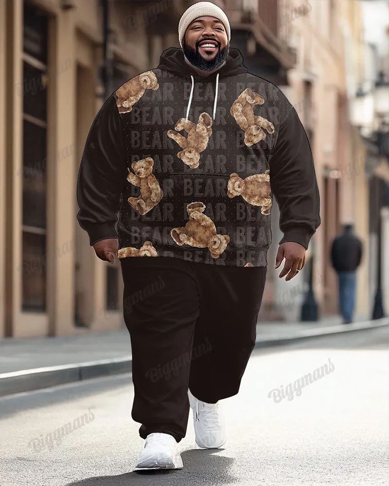 Men's Casual Retro Brown Bear Letter Print Plus Size Hoodie Suit sold by Biggmans