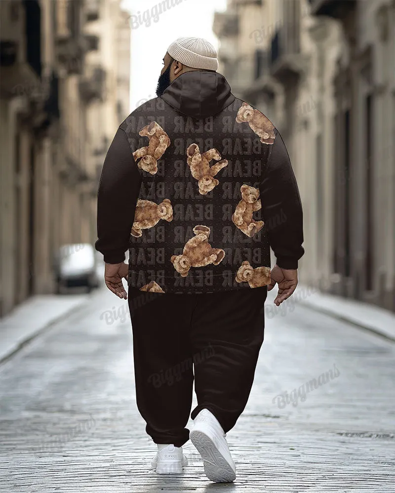 Men's Casual Retro Brown Bear Letter Print Plus Size Hoodie Suit sold by Biggmans product image thumbnail 2