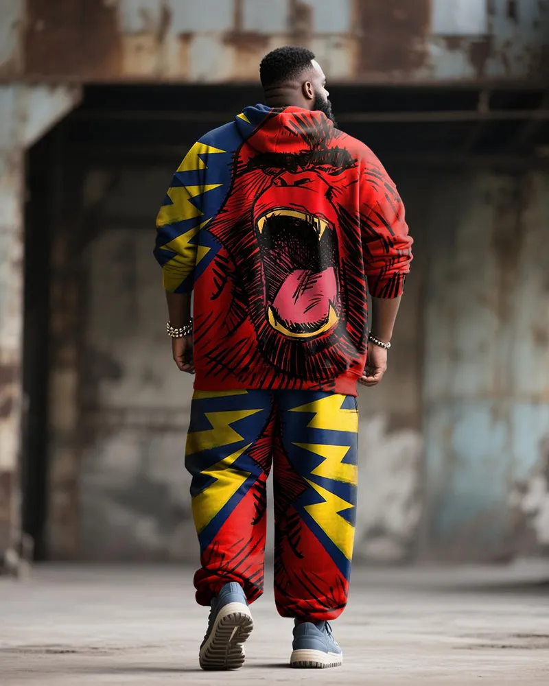 Big & Tall Men's Street Fashion Monkey Graffiti Print Hoodie Suit sold by Biggmans product image thumbnail 4