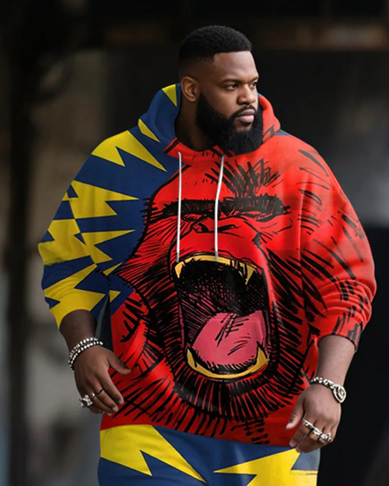 Big & Tall Men's Street Fashion Monkey Graffiti Print Hoodie Suit sold by Biggmans product image thumbnail 2