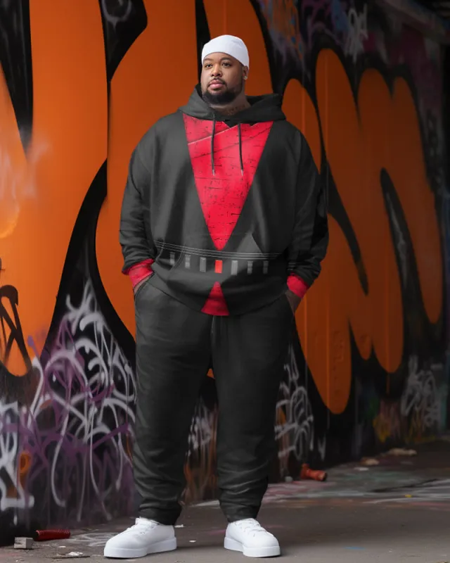 Men's Personalized Cosplay Plus Size Colorblock Hoodie Two-Piece Set sold by Biggmans