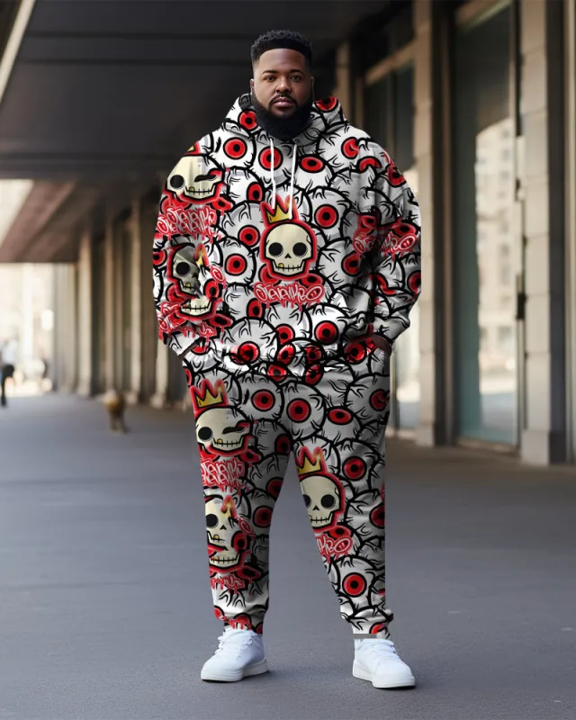 Men's Large Size Red Skull Eyes Graffiti Hoodie Set of Two sold by Biggmans