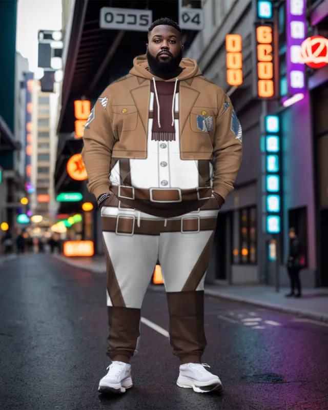Men's Plus Size Tracksuit Attack on Titan Custome Hoodie and Pants Set sold by Biggmans