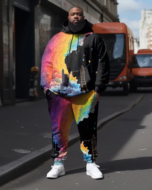 Men's Rainbow Graffiti Splash Long Sleeve Hoodie Set sold by Biggmans