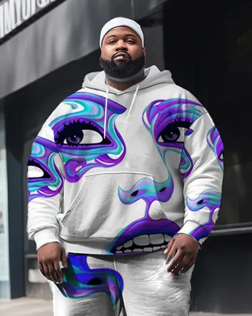 Men's Large Size Colorful Pop Style Face Street Long Sleeve Hoodie Set sold by Biggmans product image thumbnail 2