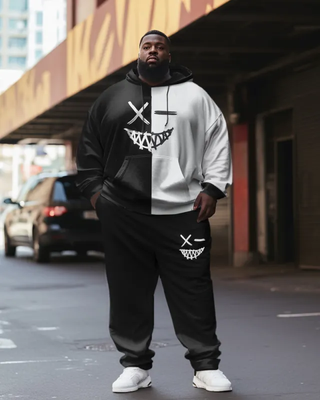 Men's Plus Size Devil Face Color Matching Hoodie Set of Two sold by Biggmans