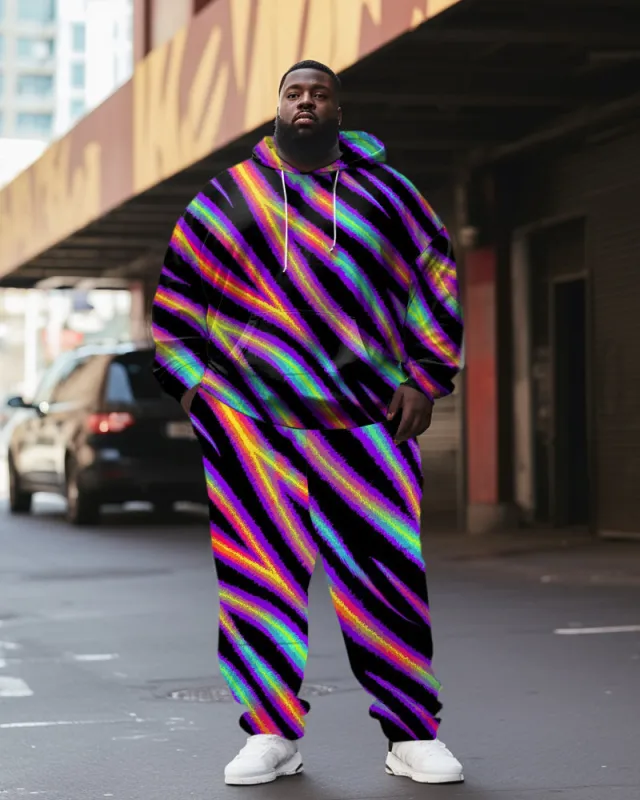 Men's Plus Size Laser Gradient Diagonal Stripes Hoodie Set of Two sold by Biggmans
