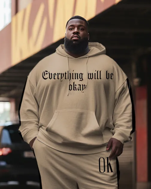 Men's Plus Size Letter Stripe Splicing Print Hoodie Set of Two sold by Biggmans product image thumbnail 2