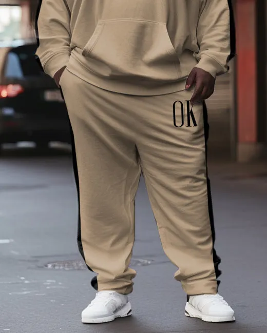 Men's Plus Size Letter Stripe Splicing Print Hoodie Set of Two sold by Biggmans product image thumbnail 3