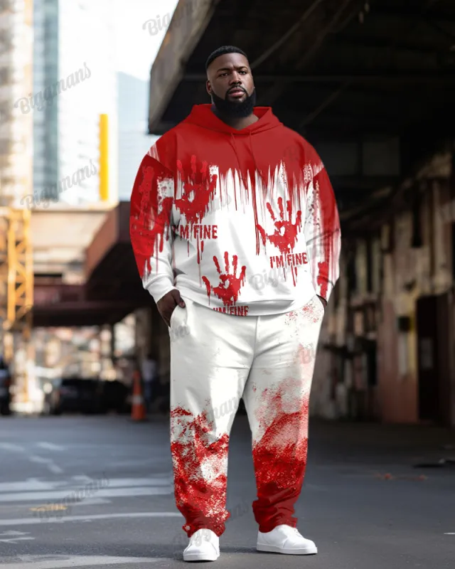 Halloween Blood Graffiti I'm Fine Print Plus Size Hoodie Suit sold by Biggmans
