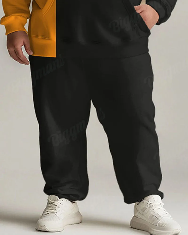 Men's Daily Casual All-Match Orange Colorblock Letter Print Plus Size Hoodie Suit sold by Biggmans product image thumbnail 3