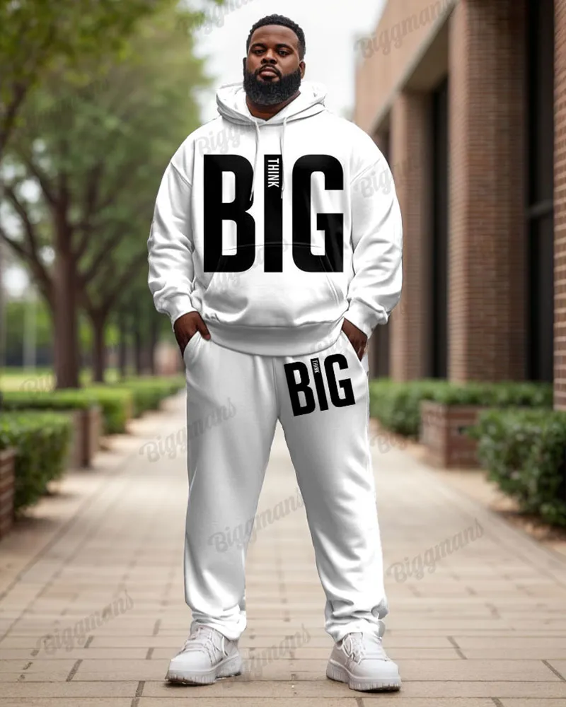 Men's Simple Daily Big Letter Print Plus Size Hoodie Suit sold by Biggmans