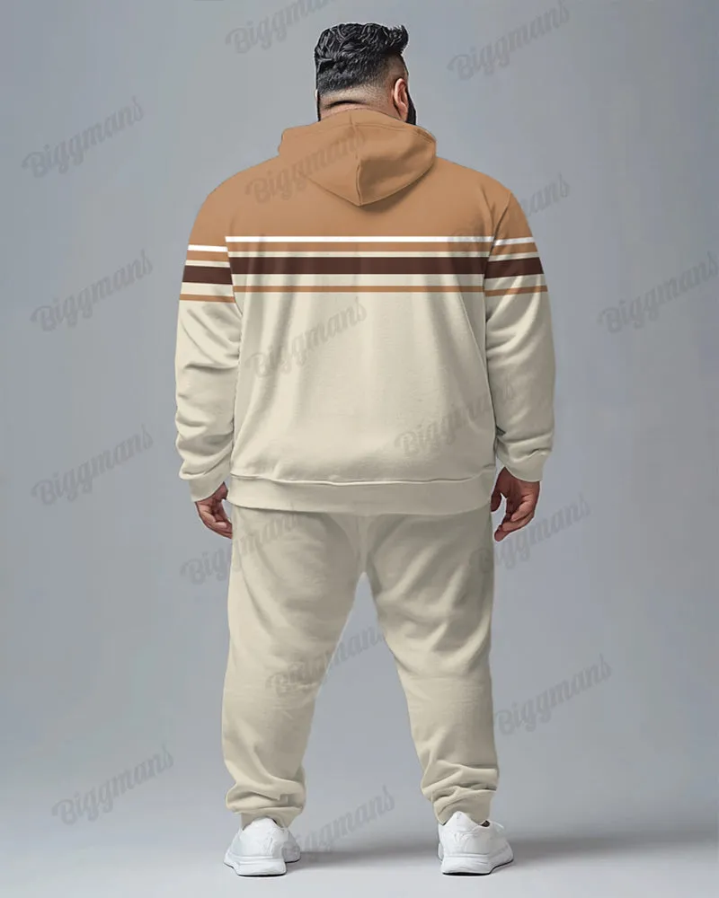 Simple Autumn And Winter Color Number Colorblock Striped Men's Plus Size Hoodie Suit sold by Biggmans product image thumbnail 4