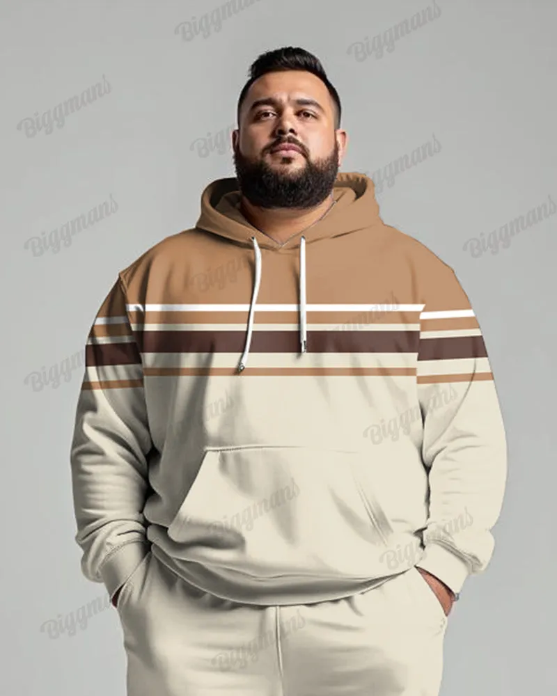 Simple Autumn And Winter Color Number Colorblock Striped Men's Plus Size Hoodie Suit sold by Biggmans product image thumbnail 2