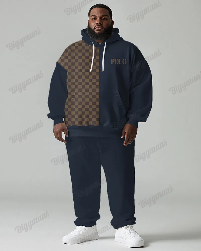 Men's Daily Casual Check Letter Print Plus Size Hoodie Suit sold by Biggmans