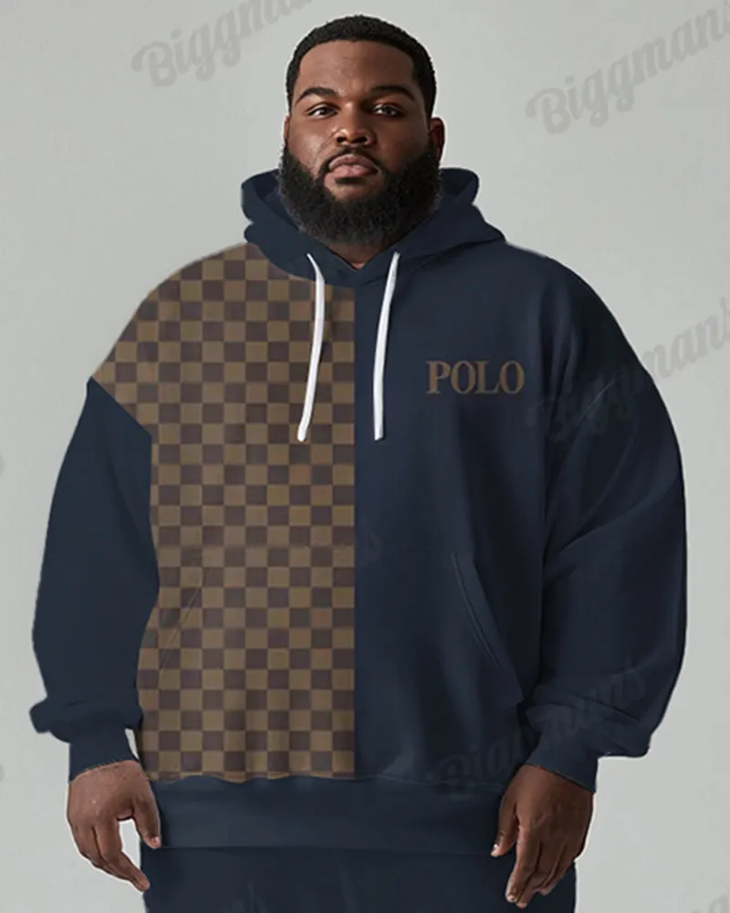 Men's Daily Casual Check Letter Print Plus Size Hoodie Suit sold by Biggmans product image thumbnail 2