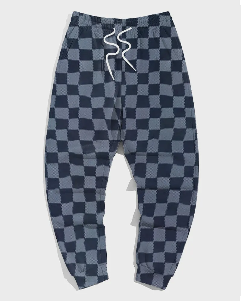 Men's Plus Size Blue Plaid Stripes Stitching Print Hoodie Suit sold by Biggmans product image thumbnail 3