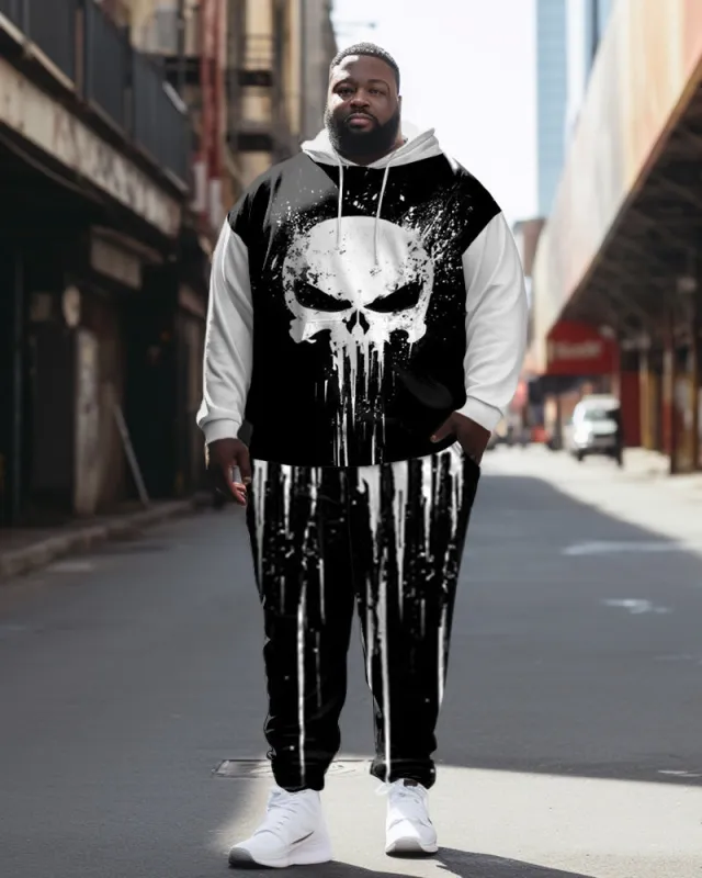Men's Plus Size Skull Splash Ink Hoodie & Pants 2 Piece Tracksuit sold by Biggmans