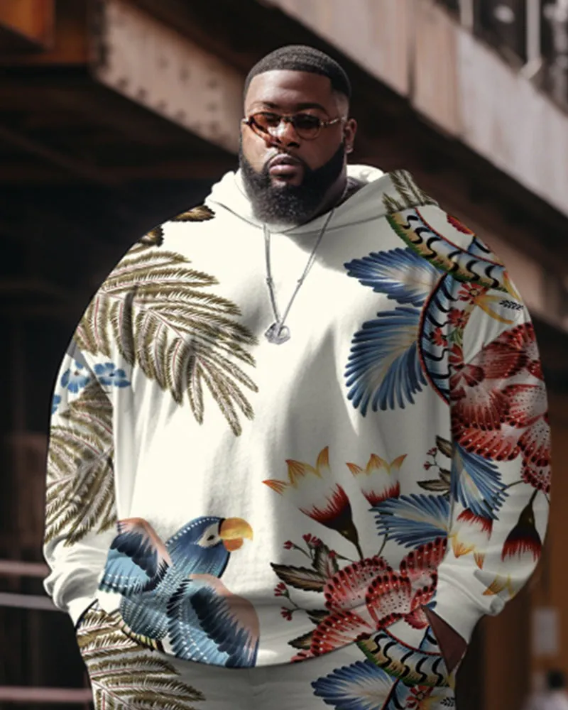 Men's Plus Size Casual Hip Hop Magpie Floral Hoodie Two-Piece Set sold by Biggmans product image thumbnail 2