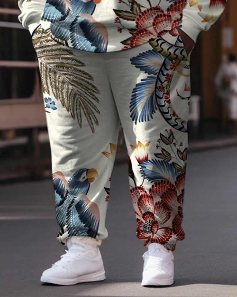 Men's Plus Size Casual Hip Hop Magpie Floral Hoodie Two-Piece Set sold by Biggmans product image thumbnail 3