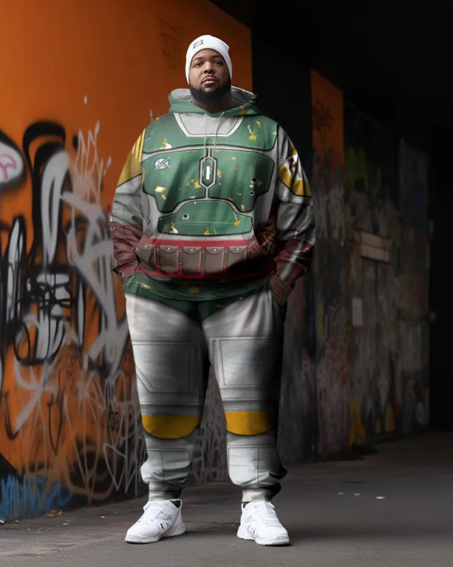 Plus Size Men's Cosplay Art Abstract Sweater Two-Piece Set sold by Biggmans