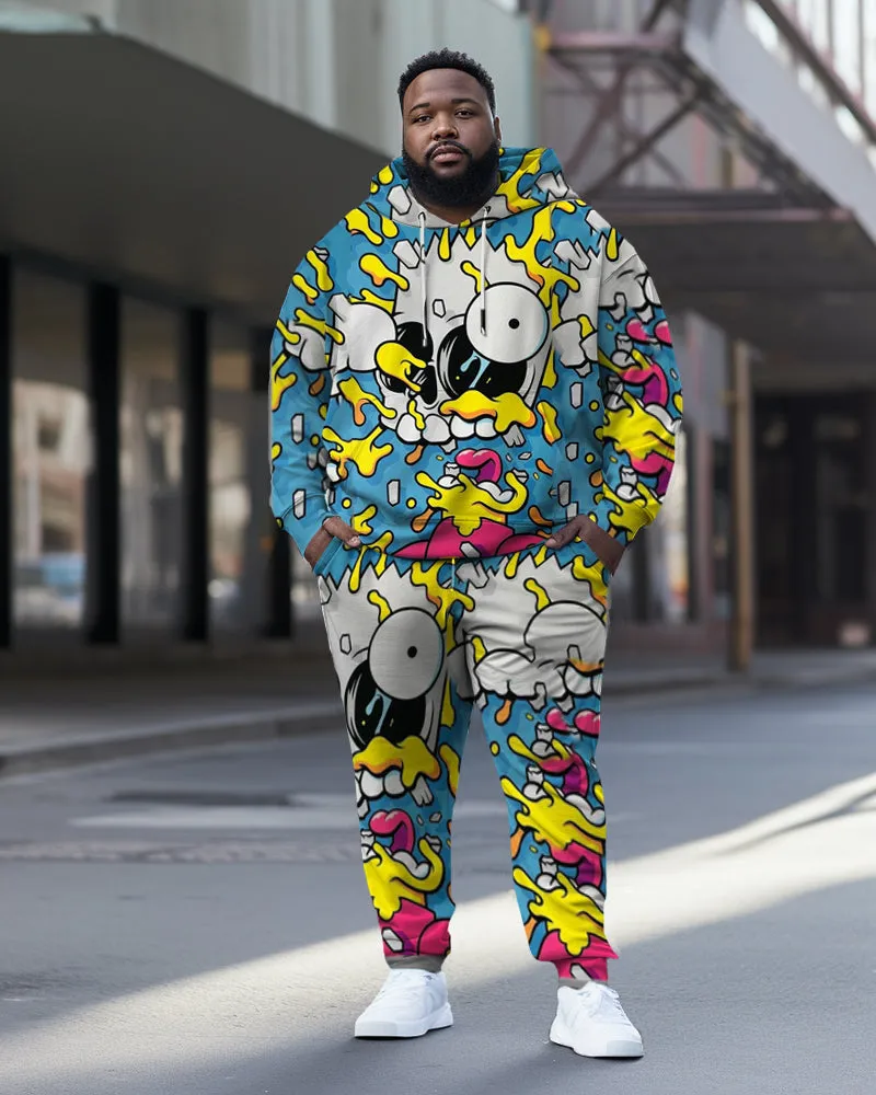 Men's Plus Size Cartoon Graffiti Anime Hoodie Set of Two sold by Biggmans
