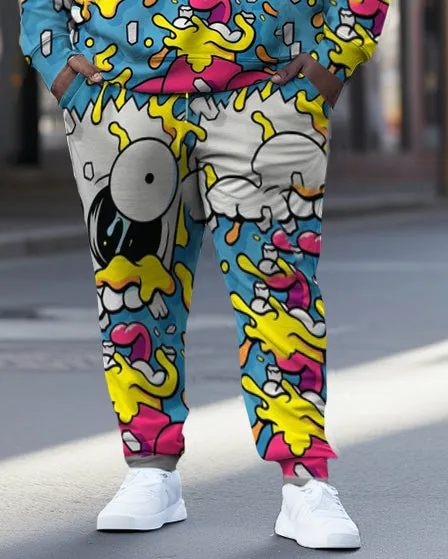 Men's Plus Size Cartoon Graffiti Anime Hoodie Set of Two sold by Biggmans product image thumbnail 3