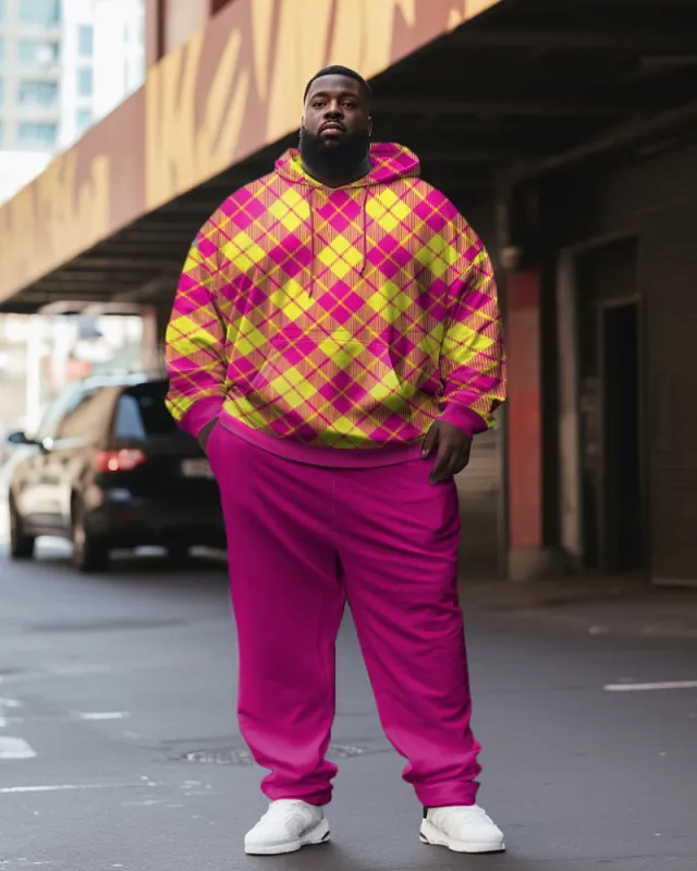 Men's Plus Size Rose Red Classic Grid Hoodie Set of Two sold by Biggmans