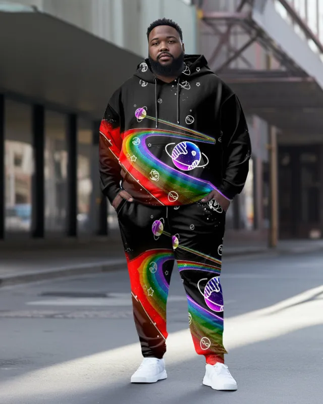 Men's Plus Size Starry Sky Rainbow Hoodie Set of Two sold by Biggmans