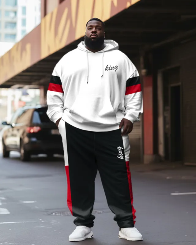 Men's Street Fashion Colorblock Alphabet Print Plus Size Hoodie Suit sold by Biggmans