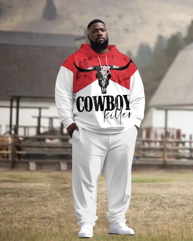 Men's Street Fashion Western Cowboy Killer Print Plus Size Hoodie Suit sold by Biggmans