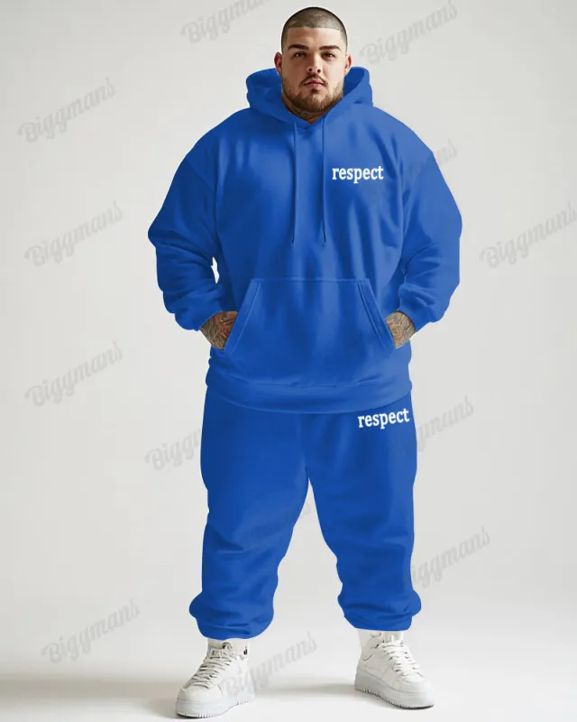 Fashion Simple Respect Letter Print Plus Size Hoodie Suit sold by Biggmans