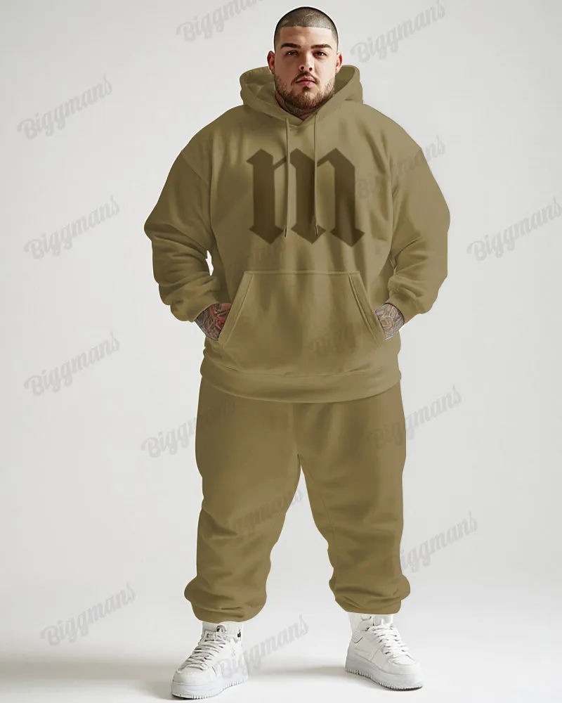 Fashionable Simple Large Letter Cloth Color Printed Plus Size Hoodie Suit sold by Biggmans