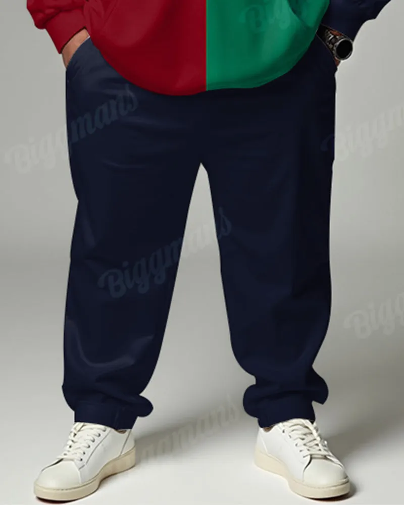 Men's Daily Casual Color Block Square Print Plus Size Hoodie Suit sold by Biggmans product image thumbnail 3