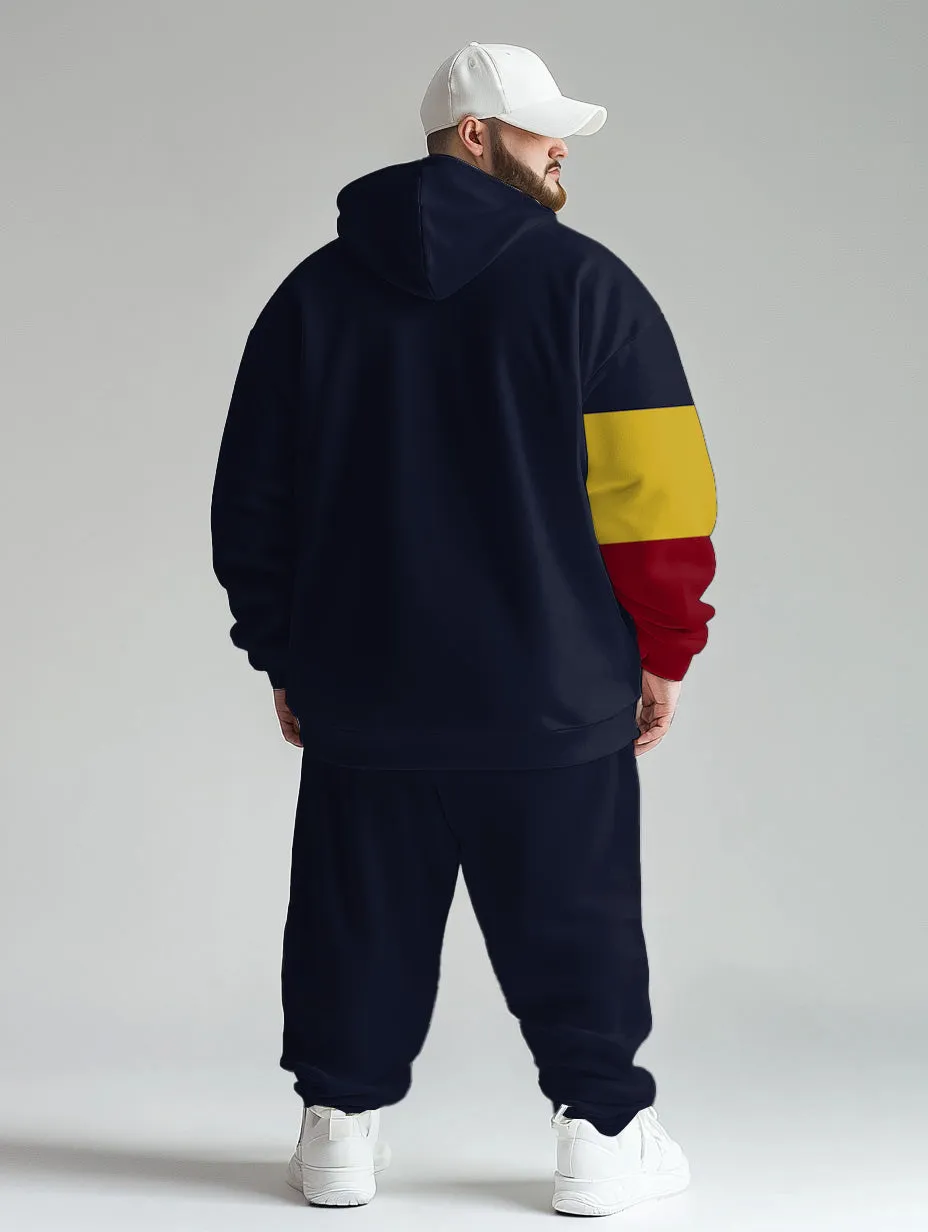 Men's Daily Casual Color Block Square Print Plus Size Hoodie Suit sold by Biggmans product image thumbnail 4