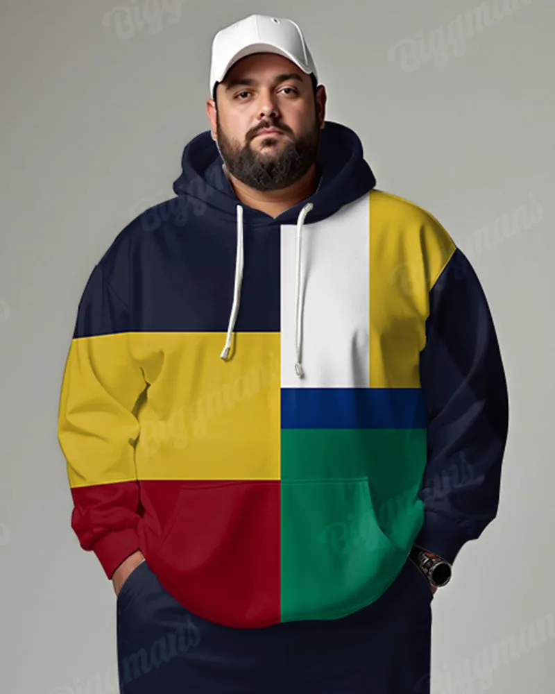 Men's Daily Casual Color Block Square Print Plus Size Hoodie Suit sold by Biggmans product image thumbnail 2