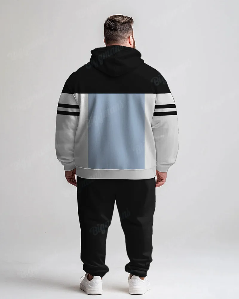 Men's Daily Casual Colorblock Striped Letter Print Plus Size Hoodie Suit sold by Biggmans product image thumbnail 4