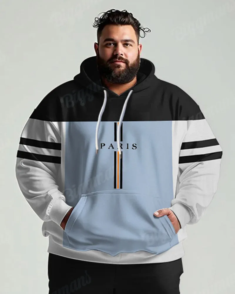 Men's Daily Casual Colorblock Striped Letter Print Plus Size Hoodie Suit sold by Biggmans product image thumbnail 2