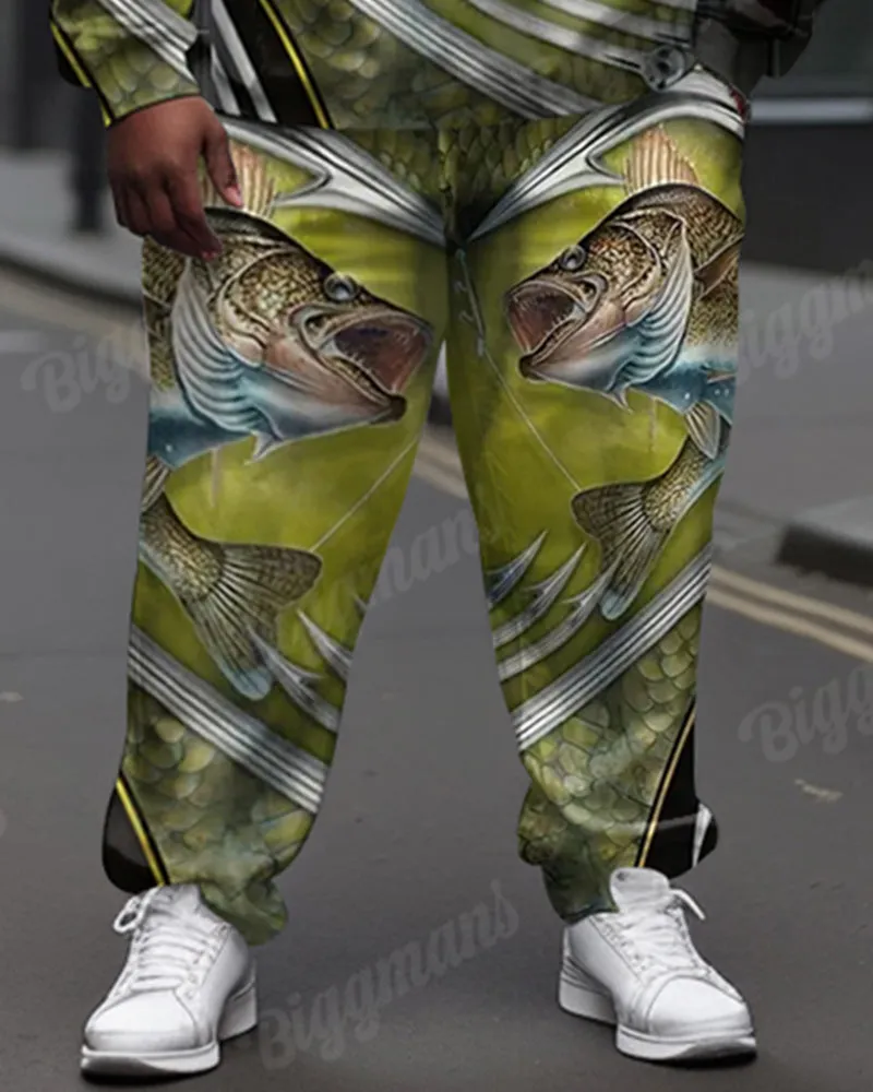 Men's Street Fashion Fish Hook Print Plus Size Hoodie Suit sold by Biggmans product image thumbnail 3