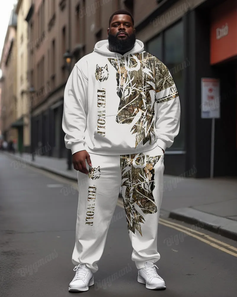 Men's Street Fashion Lion Alphabet Print Plus Size Hoodie Suit sold by Biggmans