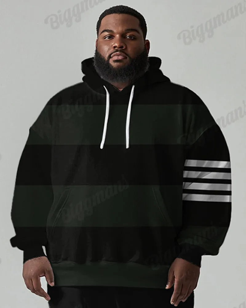 Men's Daily Casual Simple Striped Patchwork Printed Plus Size Hoodie Suit sold by Biggmans product image thumbnail 2
