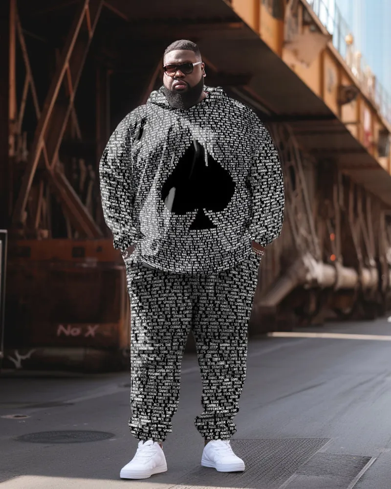 Men's Plus Size Casual Classic Alphabet Poker Hoodie Two-Piece Set sold by Biggmans