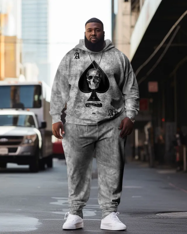 Men's Plus Size Casual Hip Hop Skull Poker A Hoodie (Pack of Two) sold by Biggmans