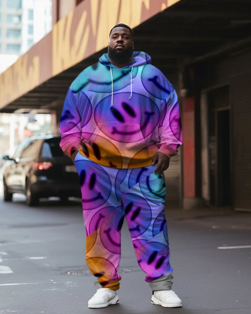 Men's Plus Size Gradient Smiley Face Hoodie Set of Two sold by Biggmans